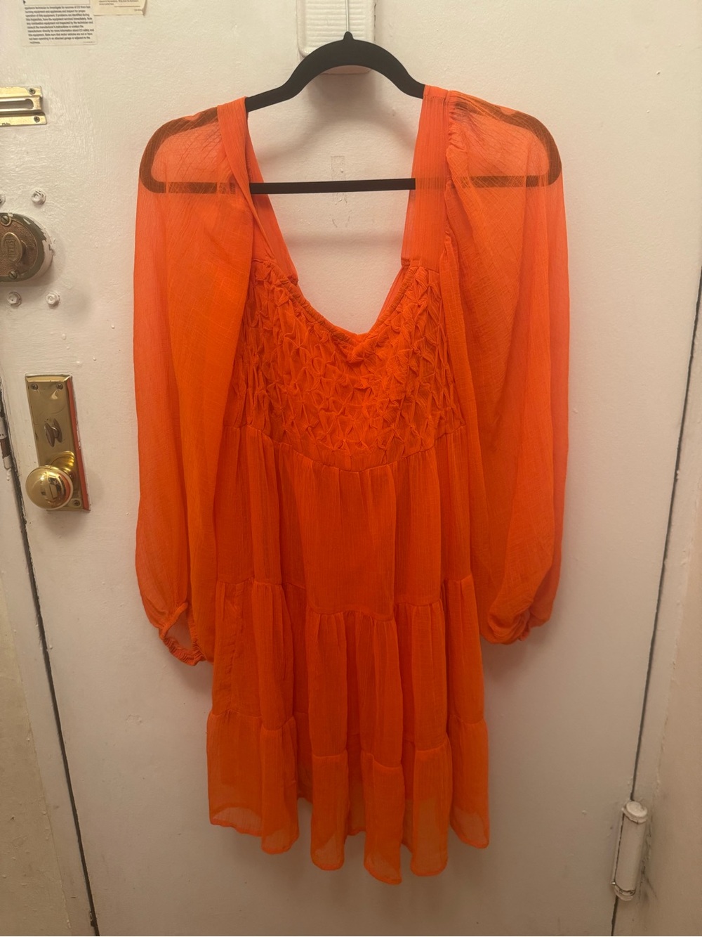 ASOS Orange Tiered Mini Dress with Open Back Tie - Picture 2 of 7